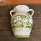 Vintage White Ceramic Vase with Green Landscape Decor from the 1970s