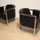 Pair of armchairs in synthetic leather and chromed metal, 1970