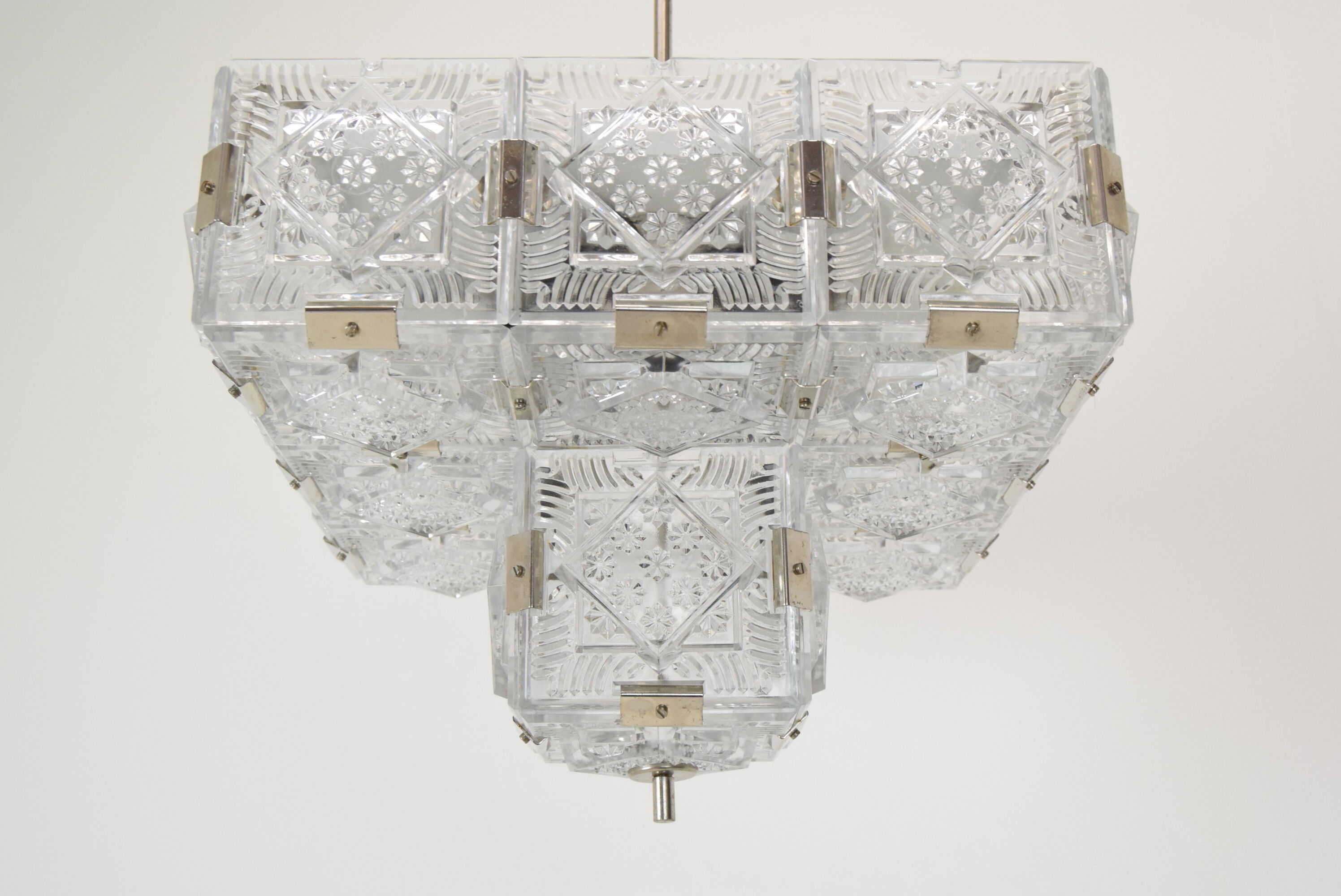 Mid-century glass pendant by Jaroslav Bejvl for Kamenicky Senov années 1960