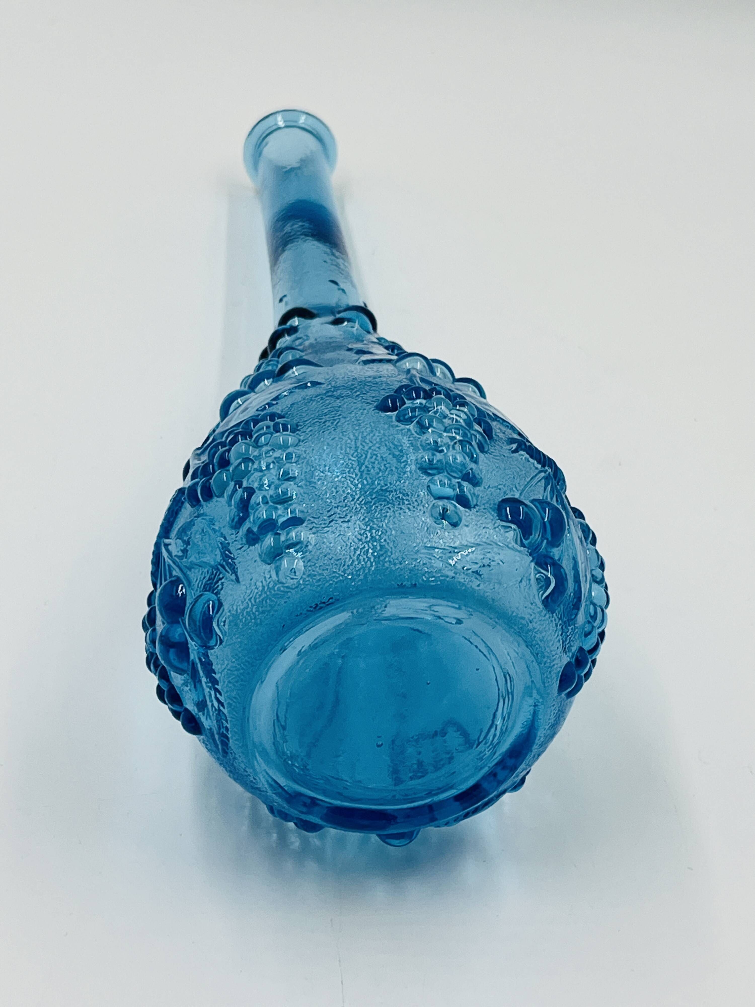 Grande bouteille vintage en verre bleu d'Empoli