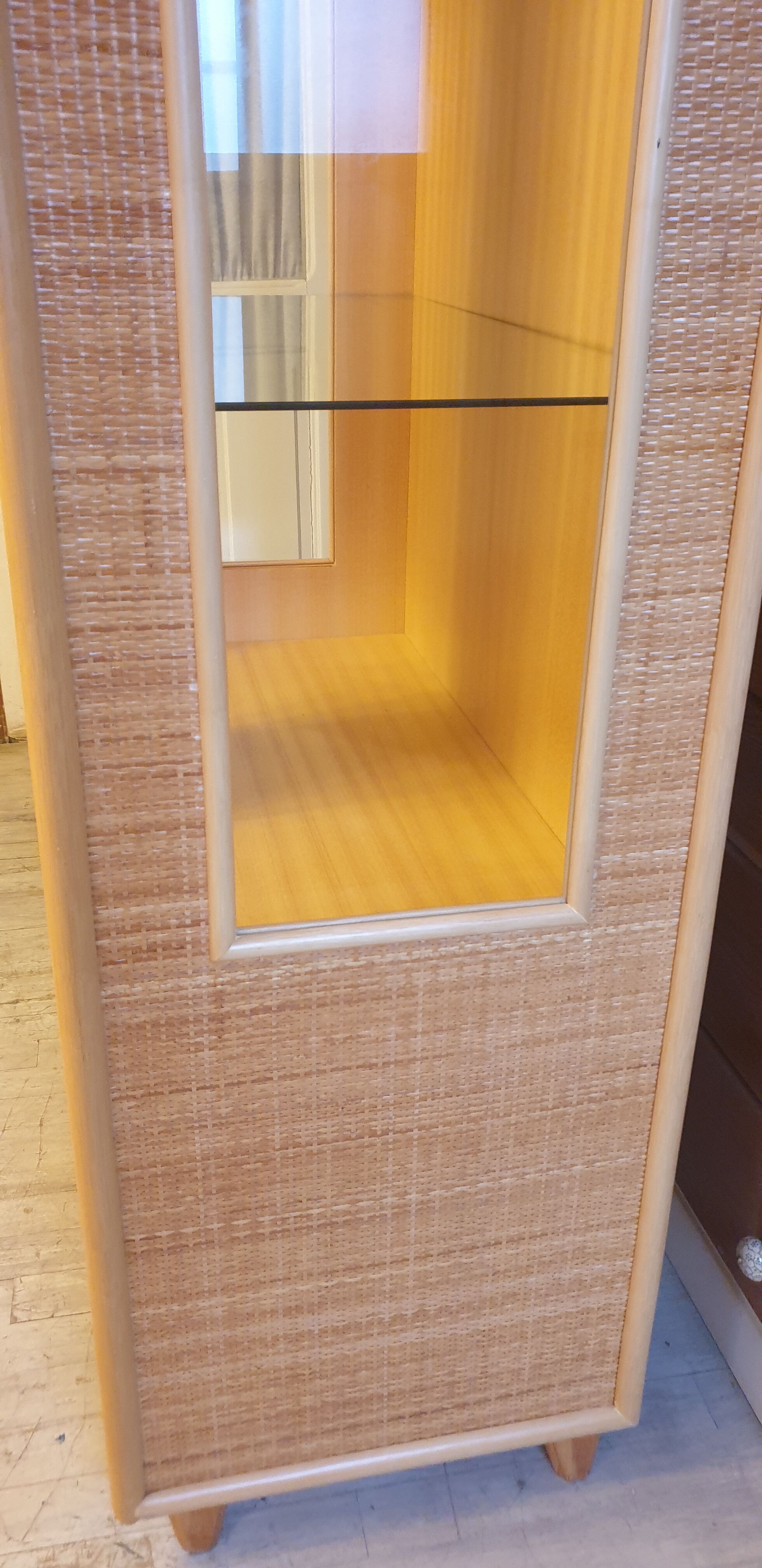 Rattan glass cabinet