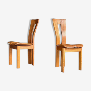 Paire de chaises en orme par Seltz, 1970s