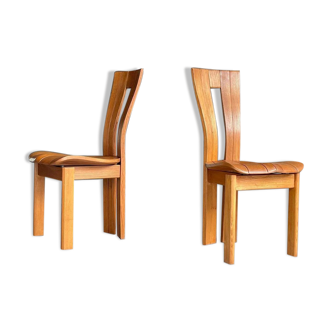 Paire de chaises en orme par Seltz, 1970s