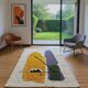 Handwoven Moroccan rug - grey rug with a yellow touch 3X2m
