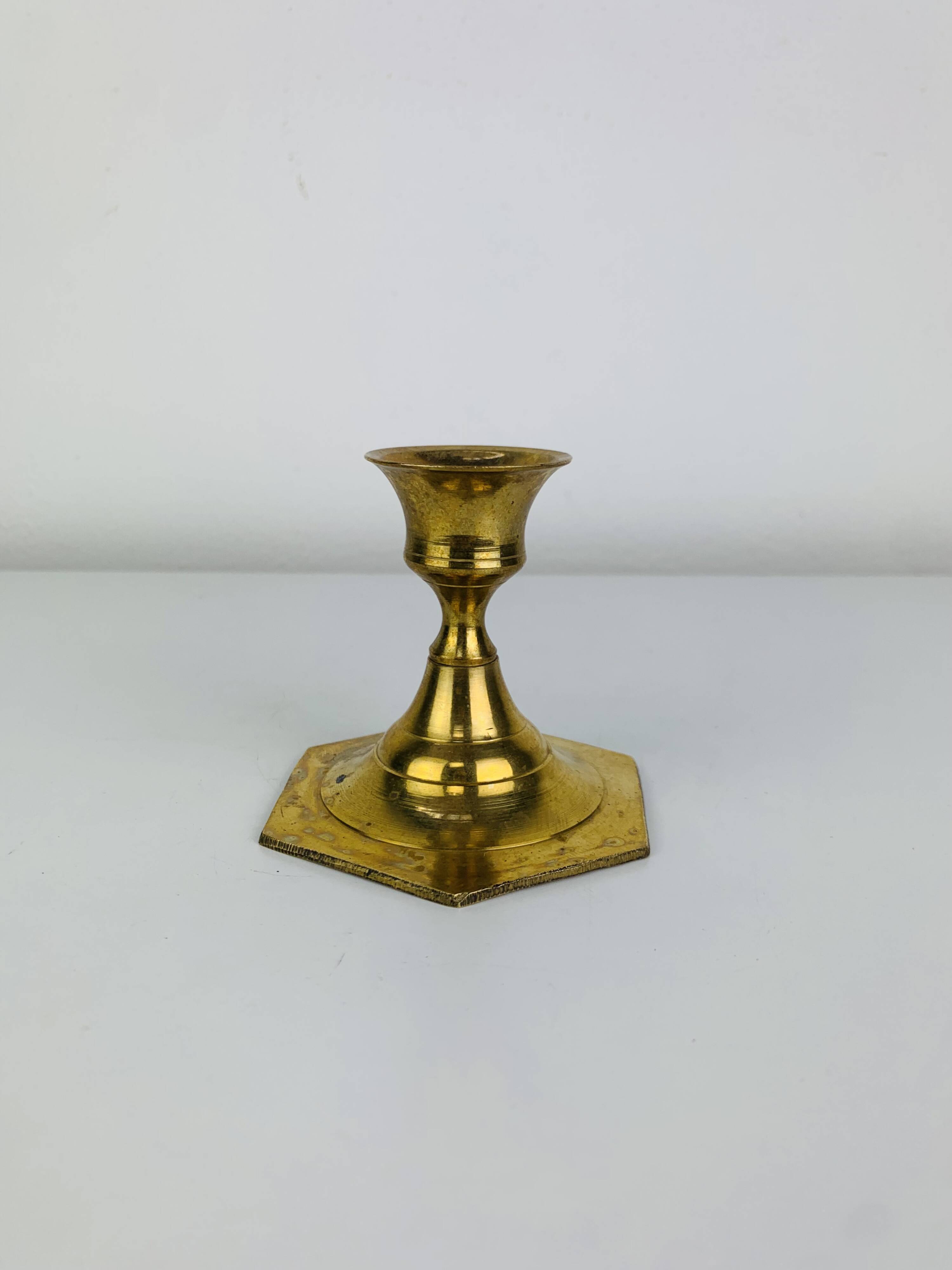 Bougeoir laiton doré octogonal, vintage