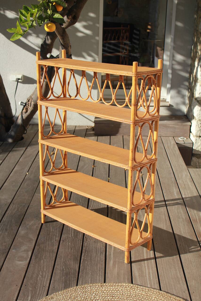 vintage rattan bookcase