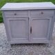 Parisian buffet patina gray 2 doors 2 drawers in solid poplar