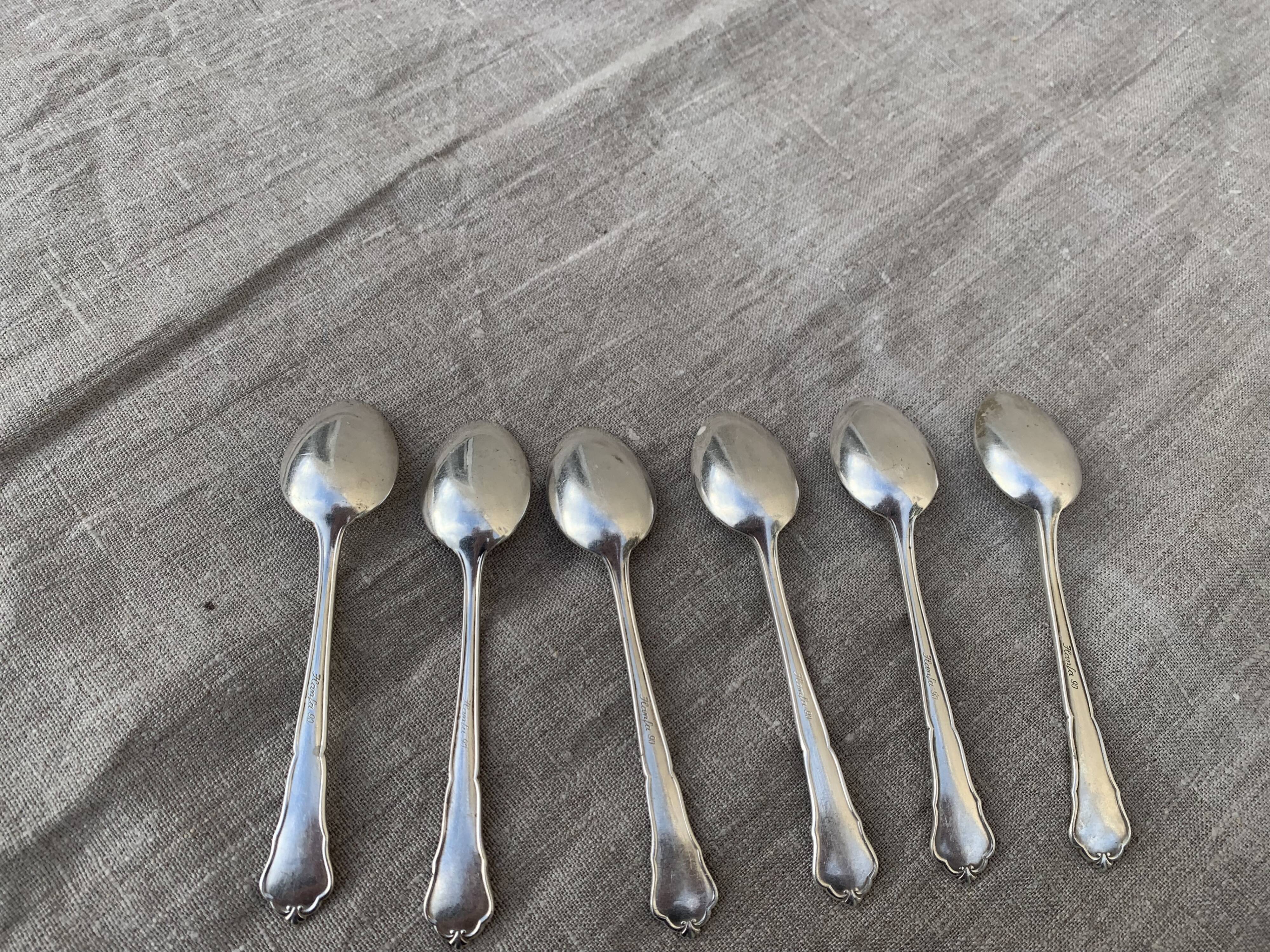 6 spoons in silver metal Hamfa 90 has antique shell pattern