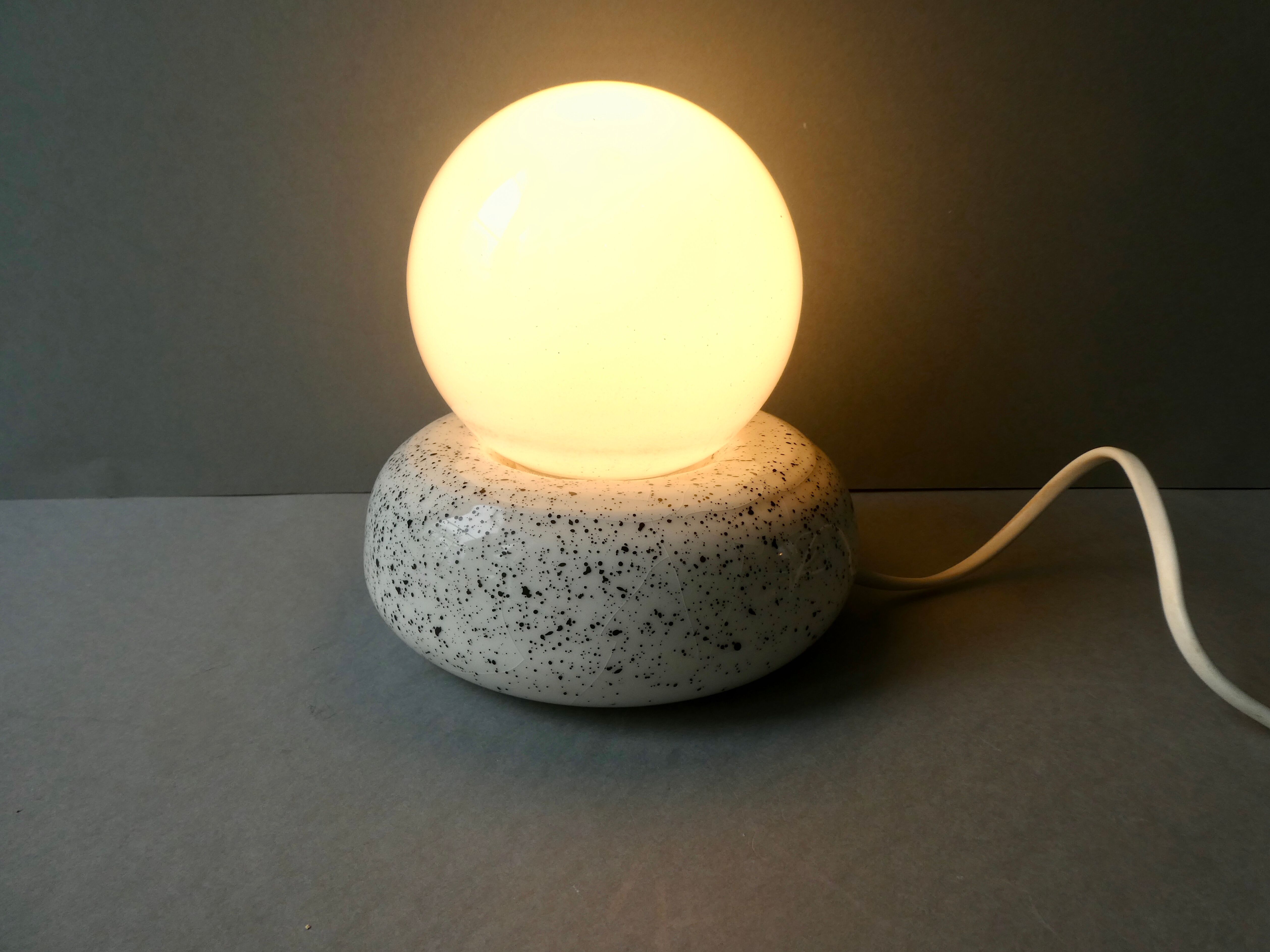 Speckled ceramic pebble lamp, 80s