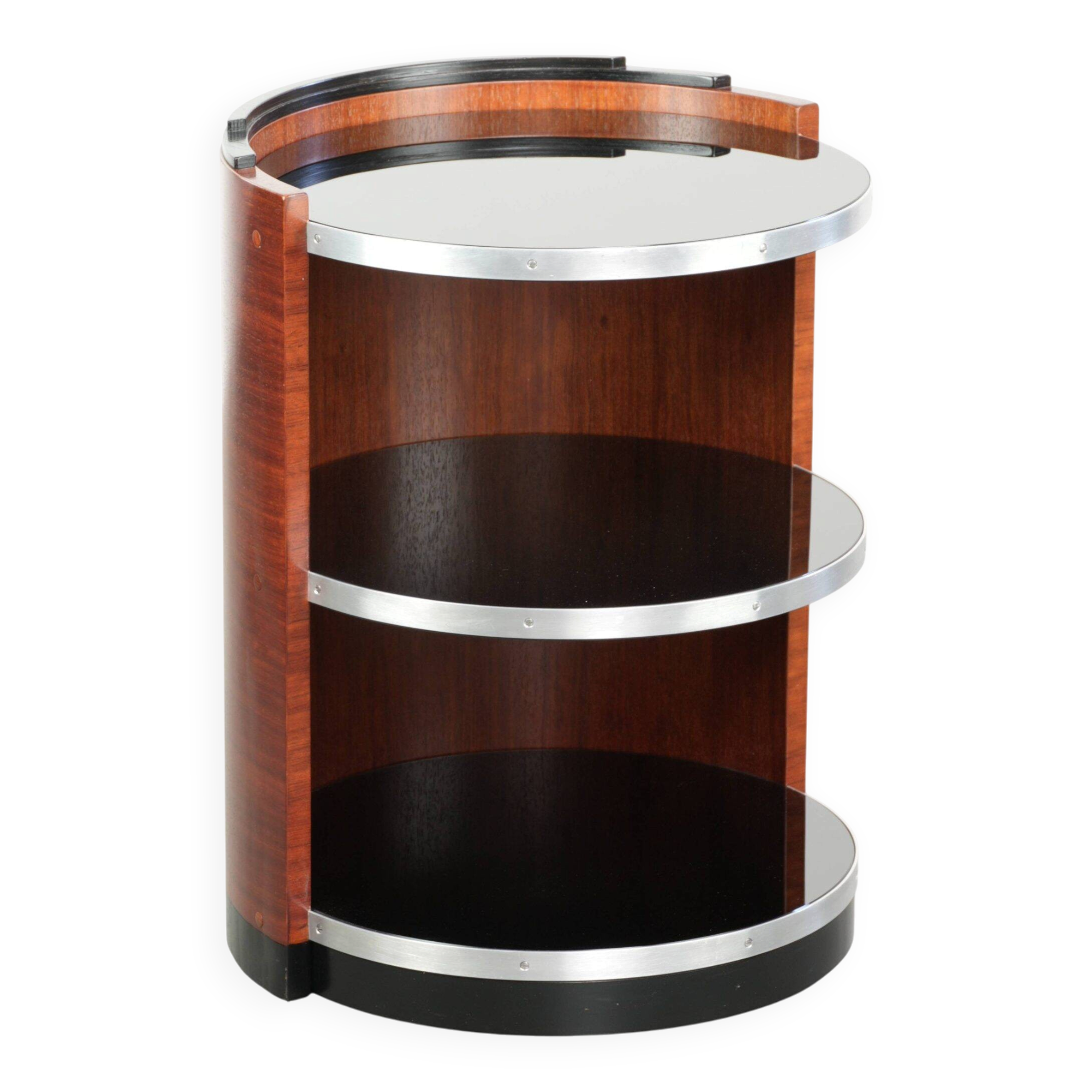 Mobile side table / bar table with black glass tops