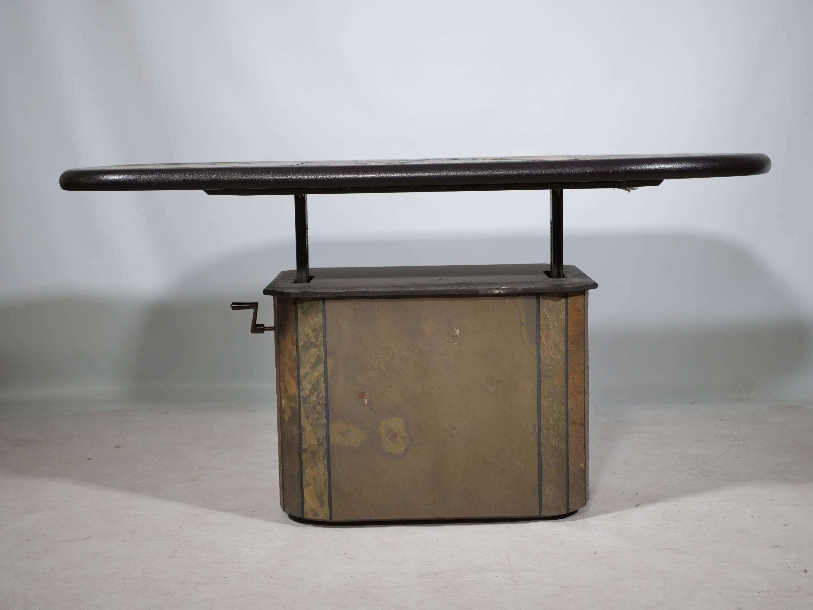 Brutalist stone copper brass design coffee table by Paul Kingma, 70s 80s