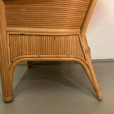 Pencil or split reed rattan arm or club chair, Vivai del Sud, 80s