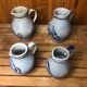 Set of 4 blue ceramic pitchers 25 & 50cl vintage