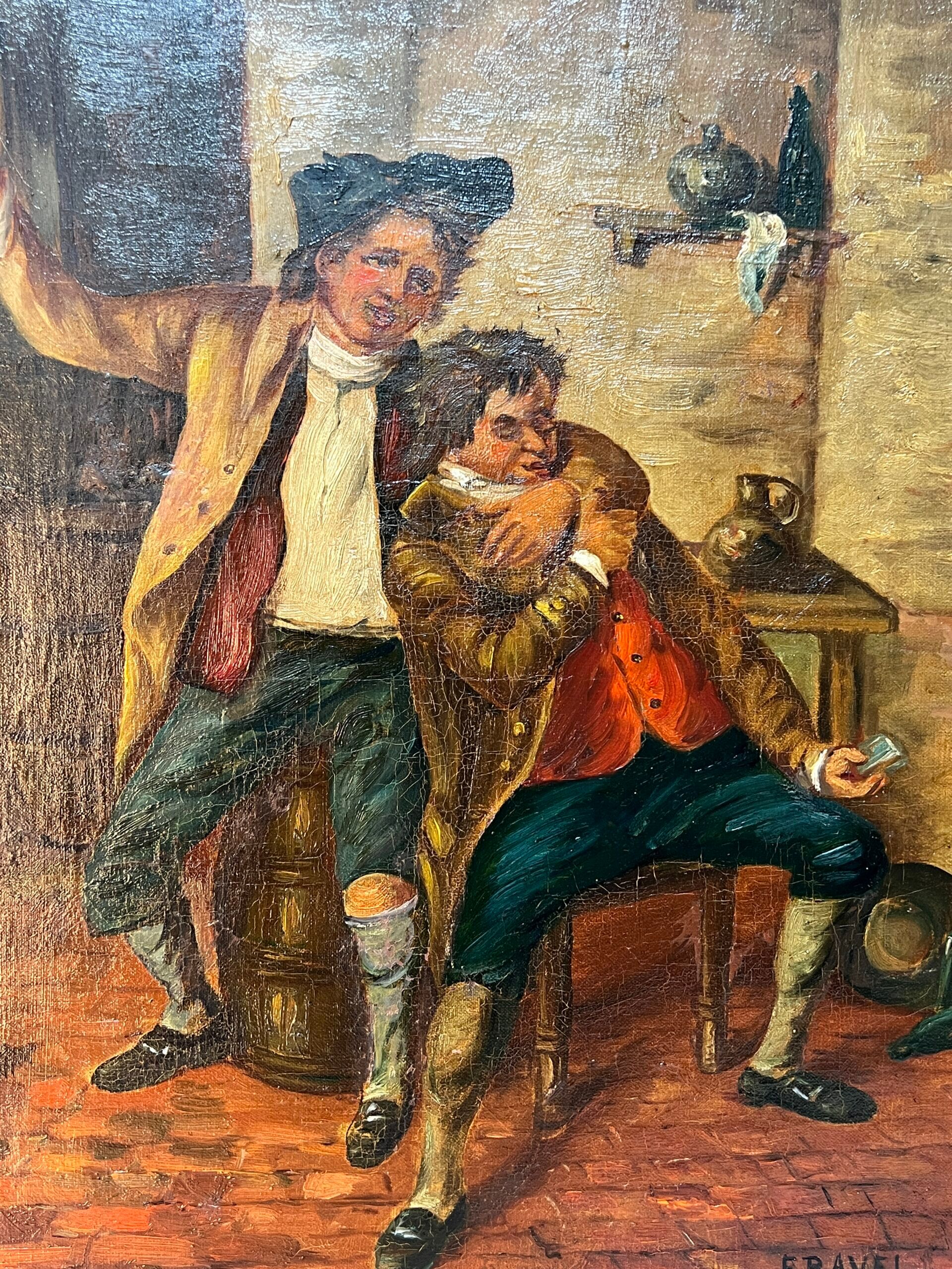 Edouard John E. Ravel is an artist born in Switzerland in 1847 and died in 1920, HST tavern scene