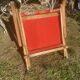 Vintage beach or garden chair made of wood and floral fabric, 1970s.