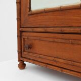 Armoire d'apothicaire en imitation bambou avec miroir et tiroir, France années 1900