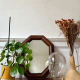 Octagonal wooden mirror