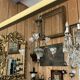 19th century brass and bronze chandelier, Napoleon III, illuminated by 6 tulips and a central globe