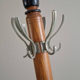Coat rack on wood and black stand