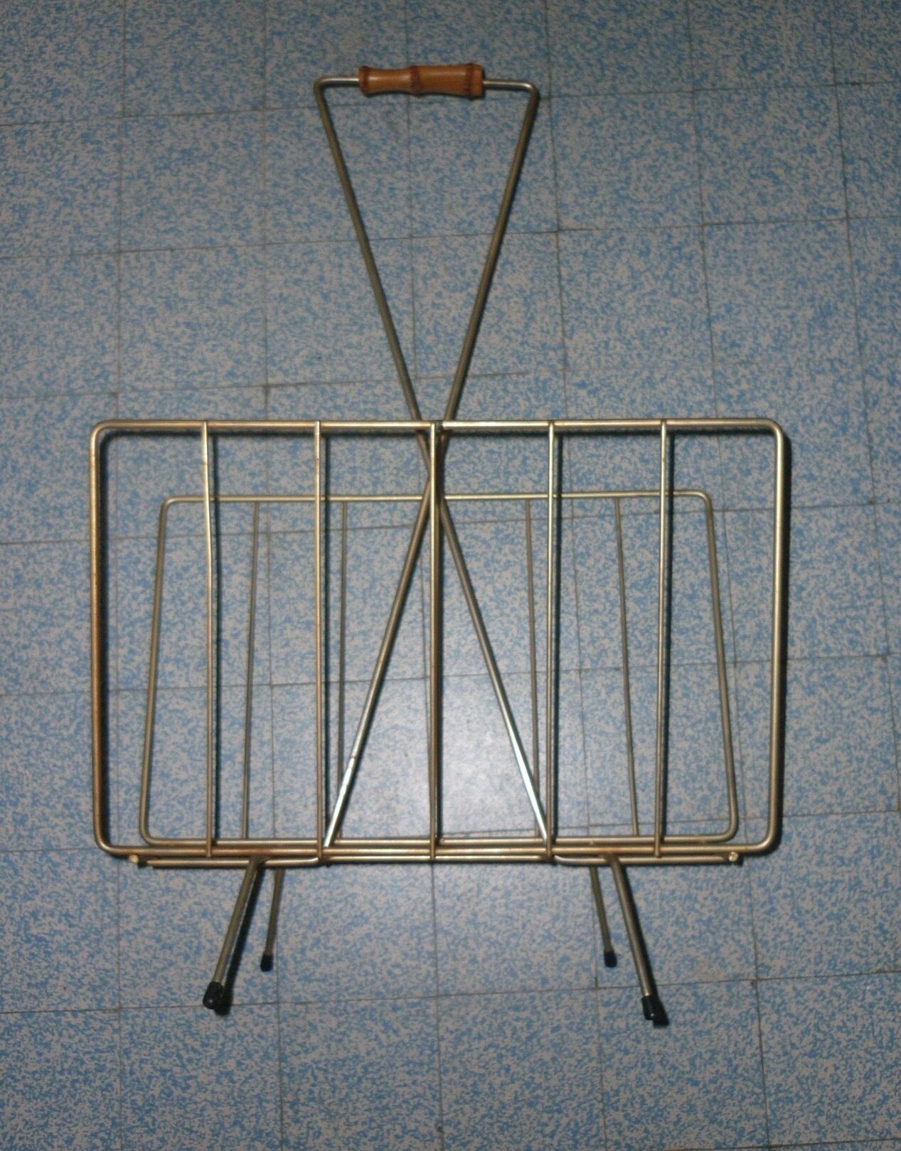 Vintage brushed gold steel magazine holder