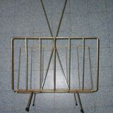 Vintage brushed gold steel magazine holder