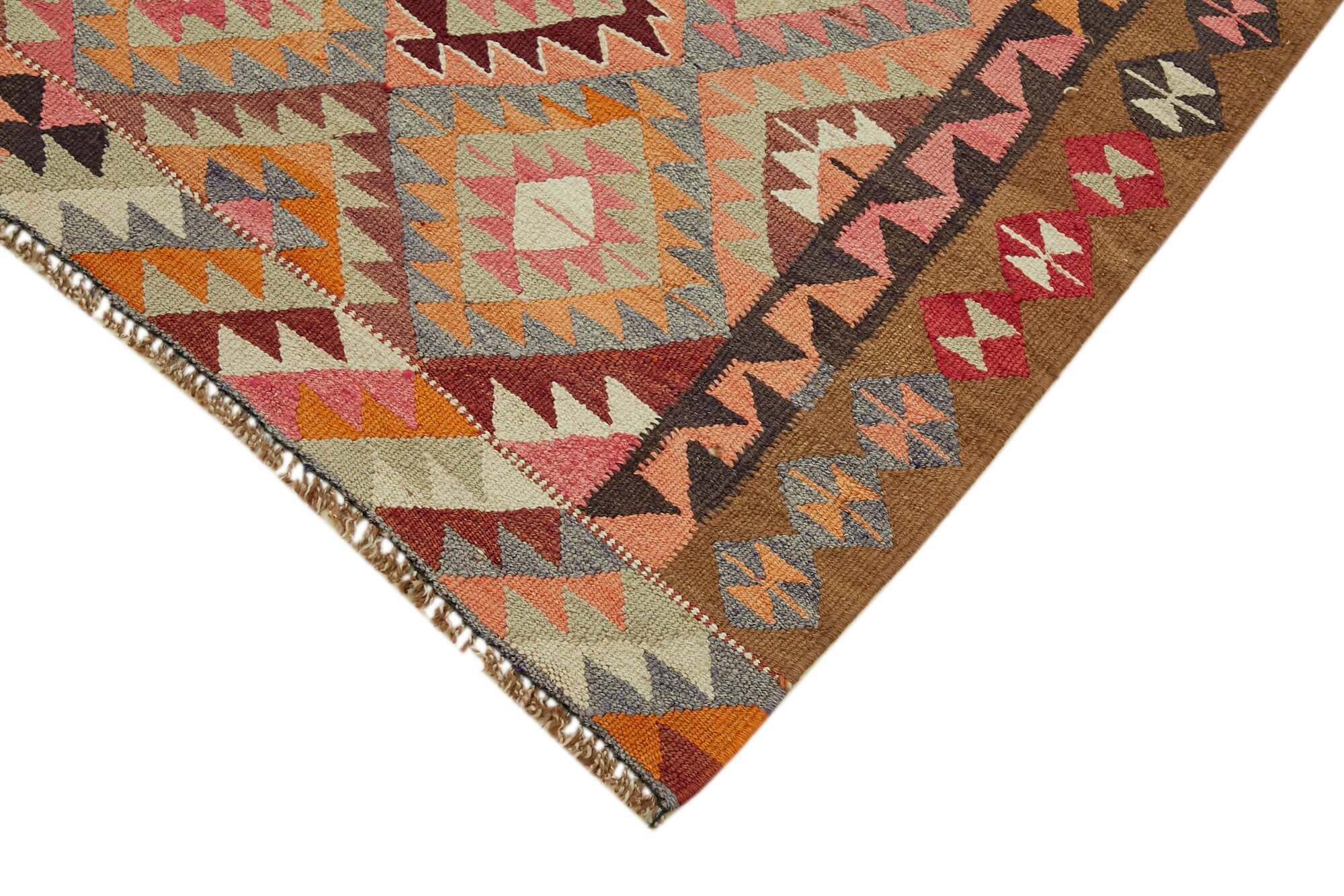 Turkish Handwoven Vintage Herki Kilim 103 cm x 316 cm