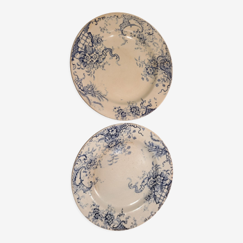 2 flat plates from the earthenware factories of Clairefontaine model Hanley