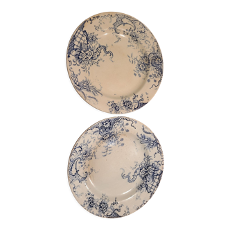 2 flat plates from the earthenware factories of Clairefontaine model Hanley