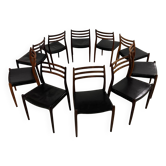 10x Chaises en palissandre modèle 78 par Niels Otto Møller