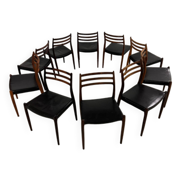 10x Model 78 Palisander Chairs by Niels Otto Møller