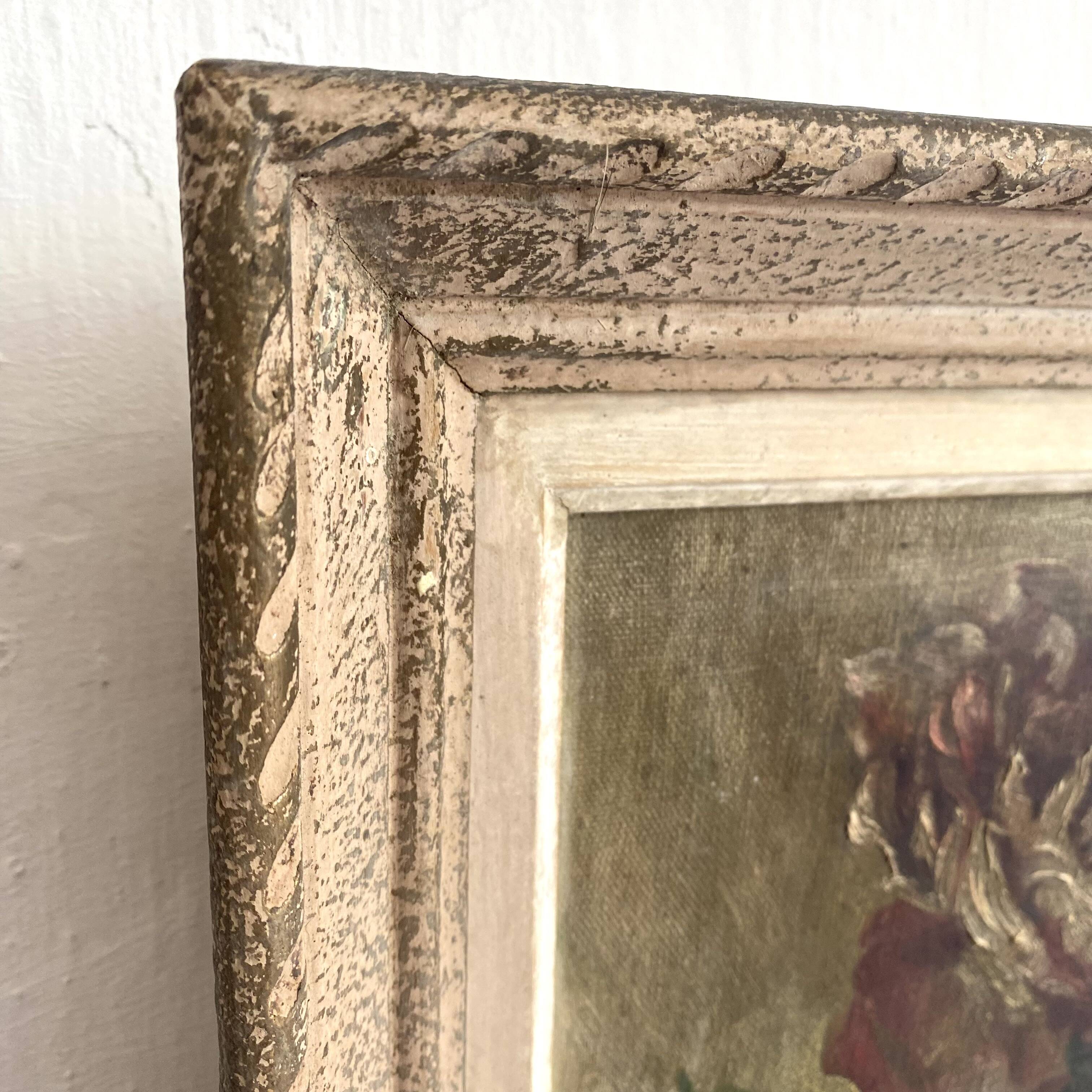 Flower painting, oil on canvas framed