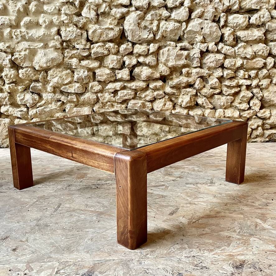 Table basse bois et verre