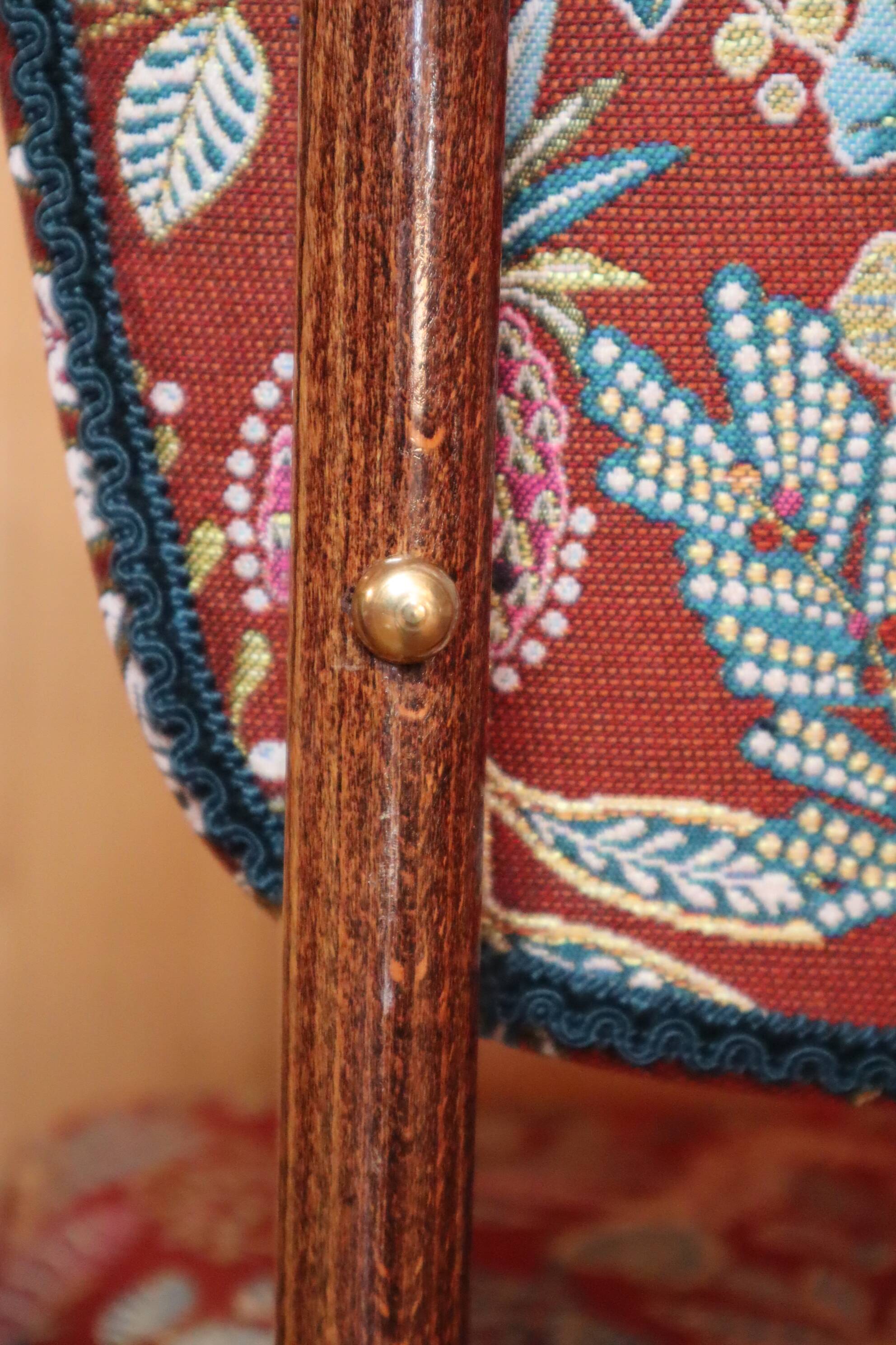 chaise  Kadoura renovée tissu jungle doré