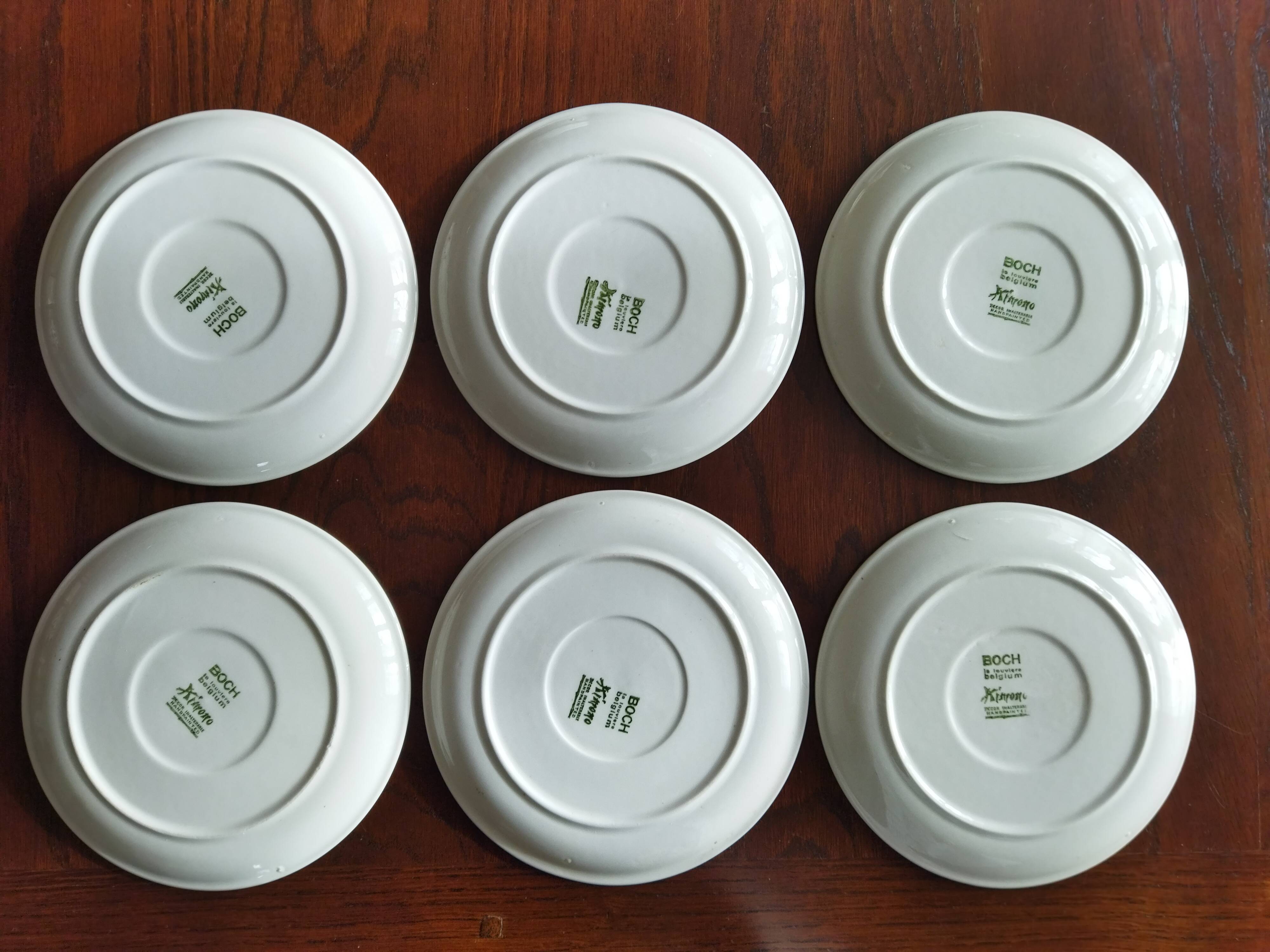6 cups and cake plates Kimono Boch La Louvière