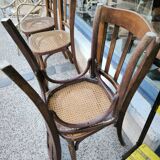 Series of 4 caned bistro chairs circa 1900