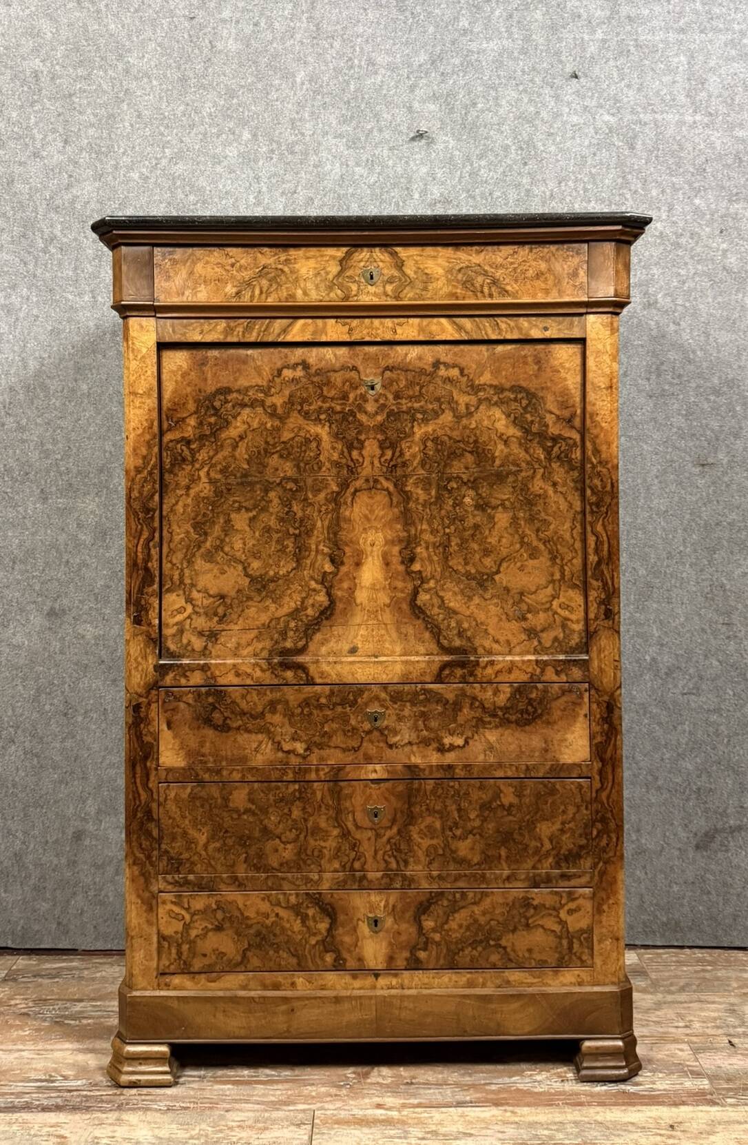 Secrétaire époque louis philippe en ronce de noyer