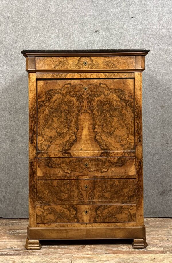 Secrétaire époque louis philippe en ronce de noyer