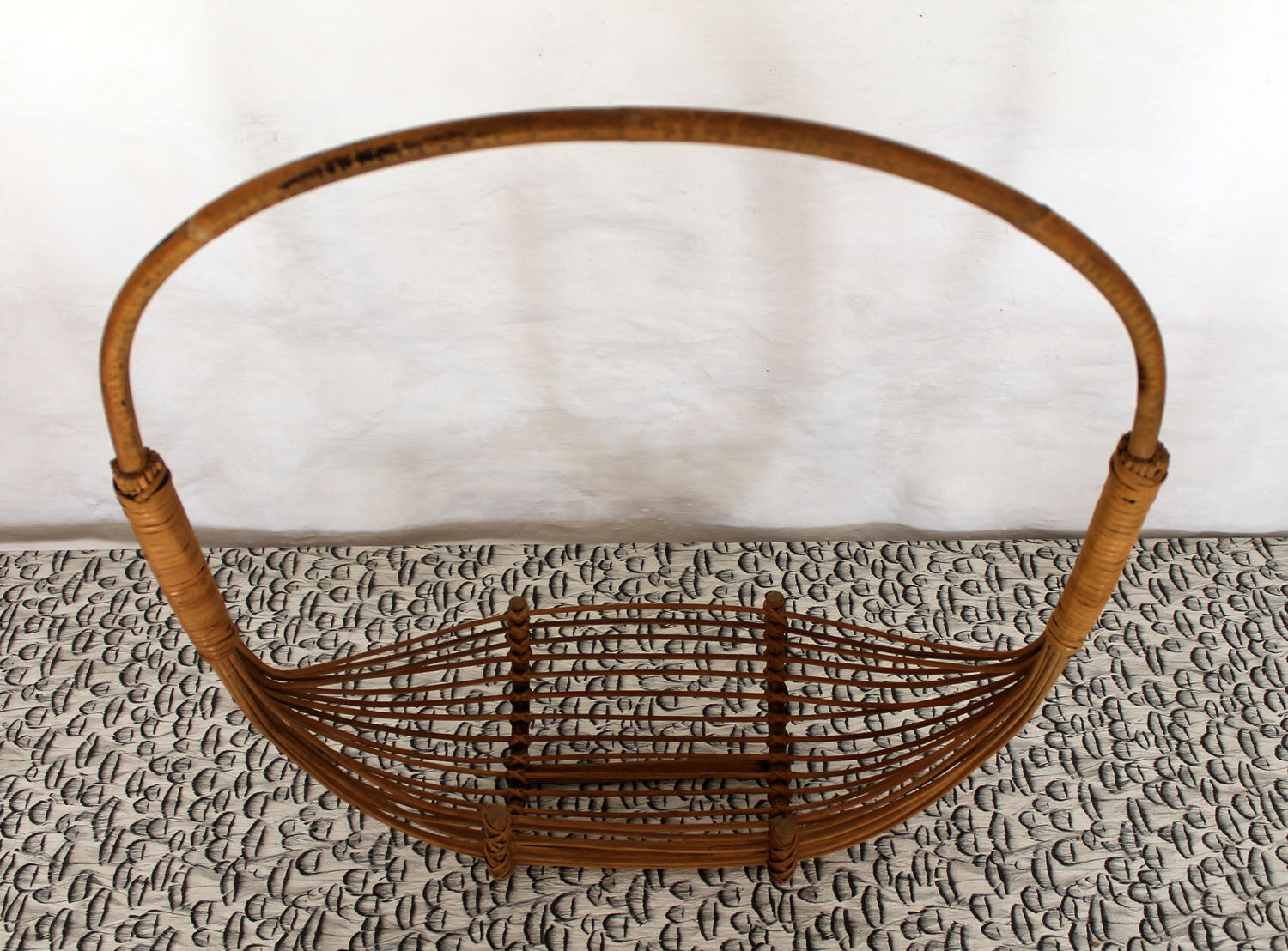 Vintage rattan boat large fruit basket