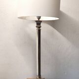 Large silver metal empire style column lamp