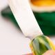Vintage butter dish with corn cob design and its knife - Vallauris