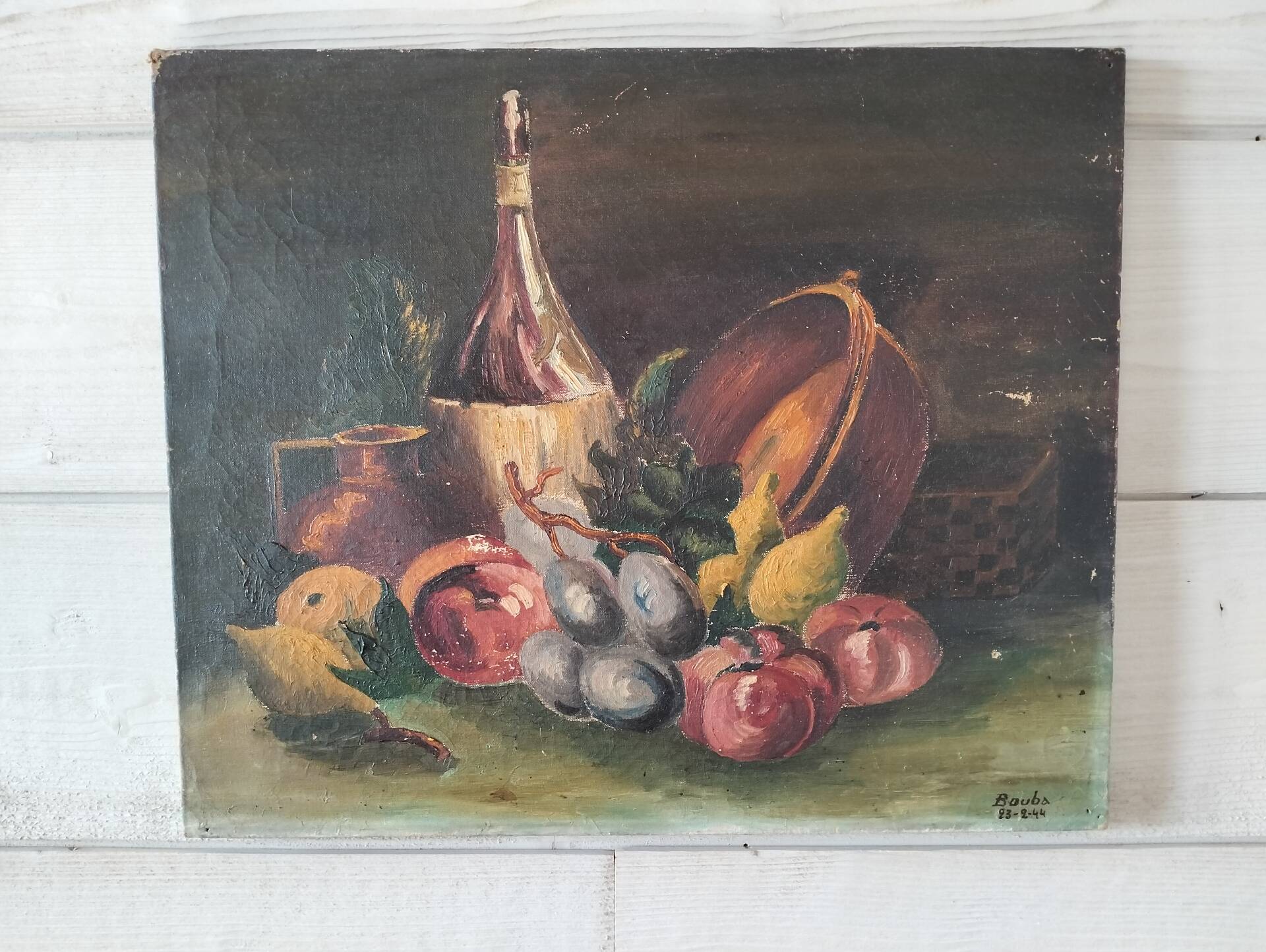 Still life with a bowl of fruit.
