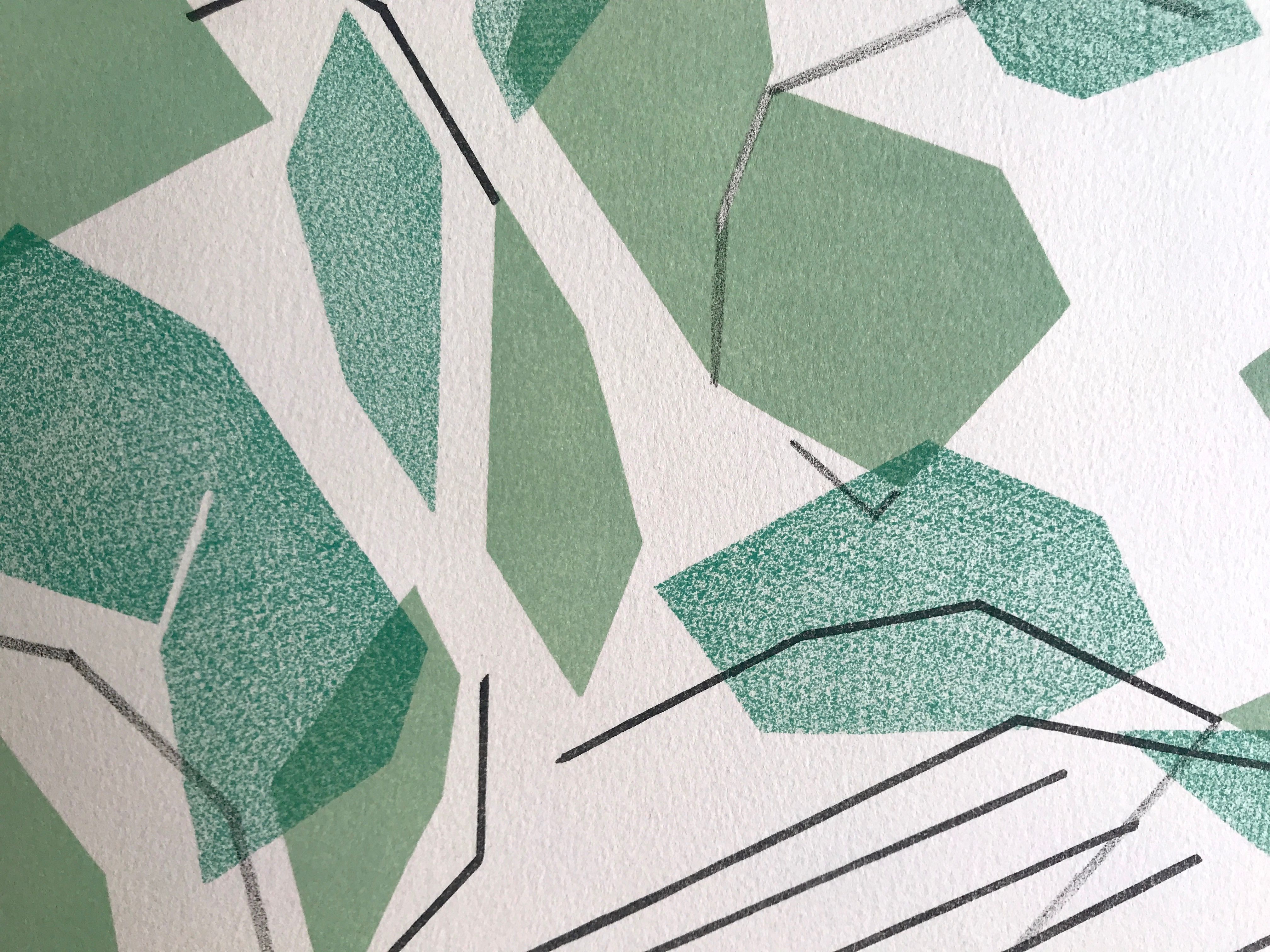Lithograph on paper signed and numbered by André BEAUDIN, Arbre et feuilles III, 1966