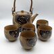 Tea set japan asia glazed stoneware decoration flower wicker handle