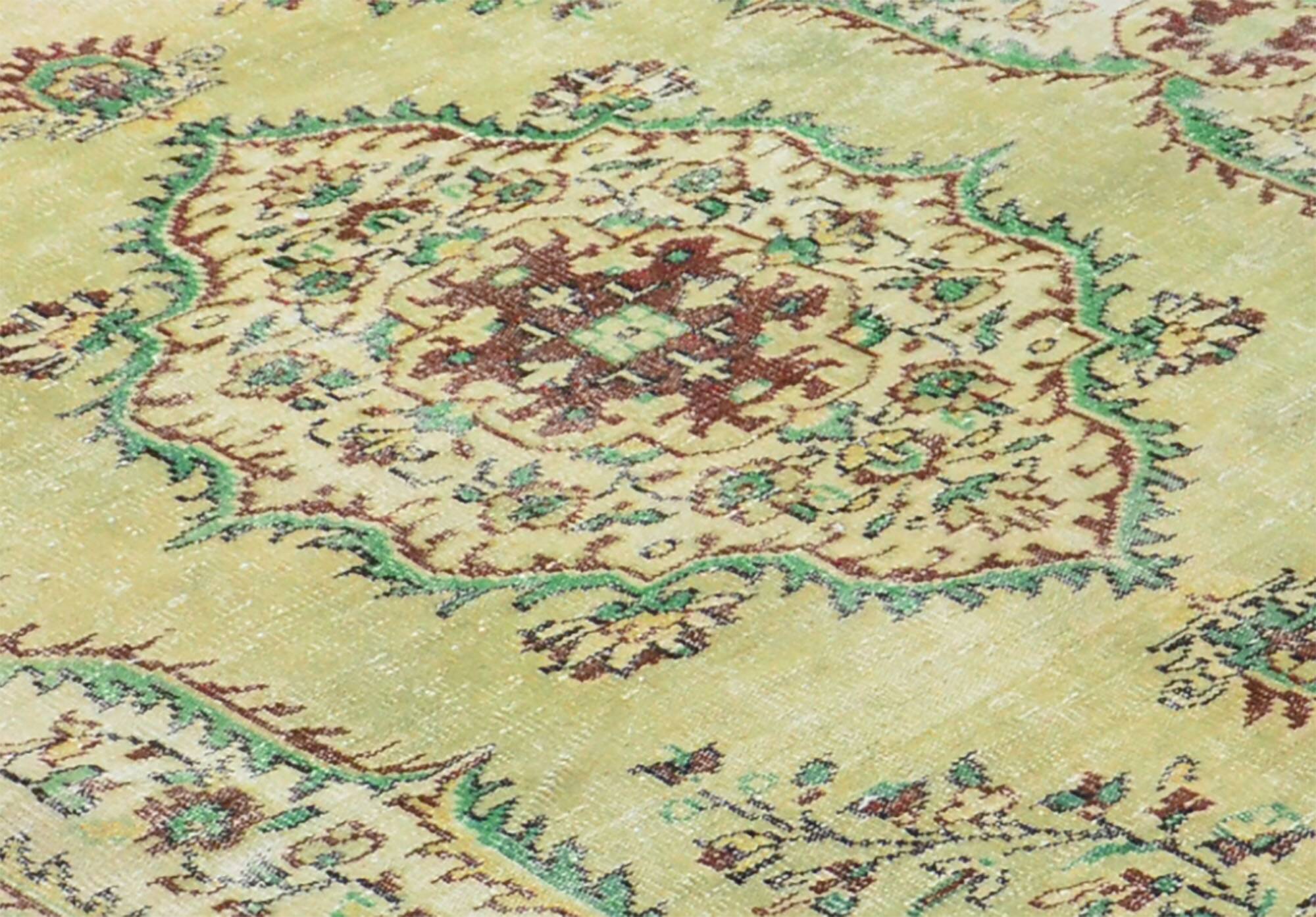 Tapis Oushak Ancien – Vert Sauge & Motifs Floraux, 179 x 281 cm