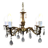 5-light chandelier in bronze and pendants