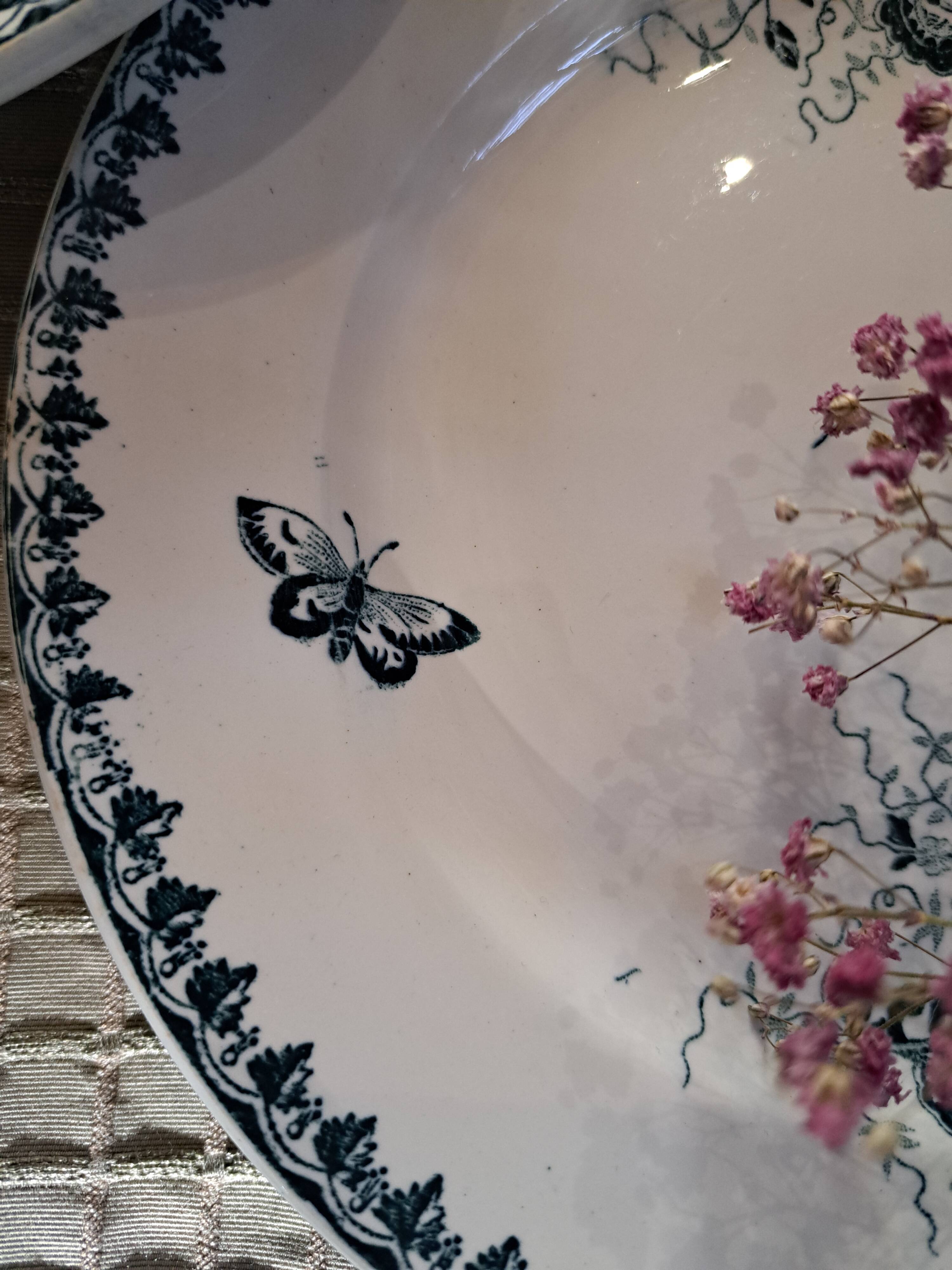 Ste Amandinoise Louis XV iron earth blue green dinner plates