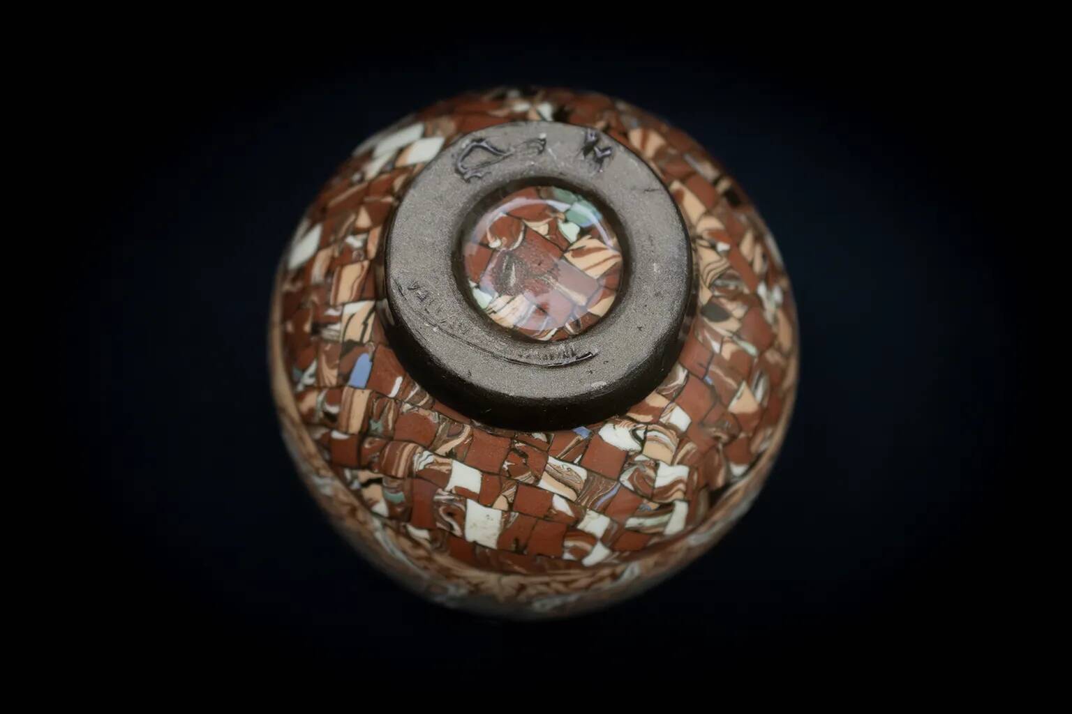 Glazed ceramic vase in mixed brown and beige earth by Jean Gerbino.