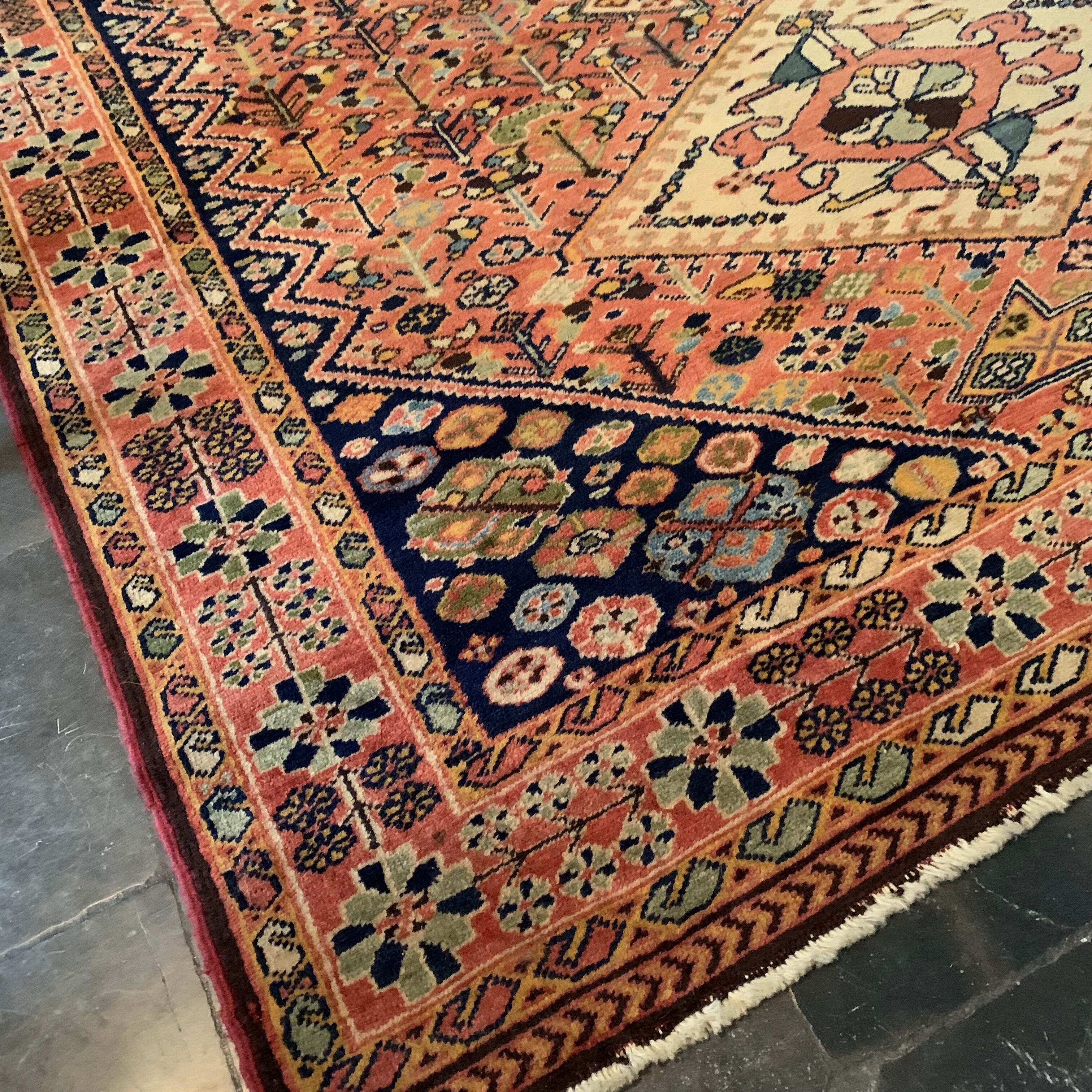 Oriental carpet woven pink, ochre, beige 255x165