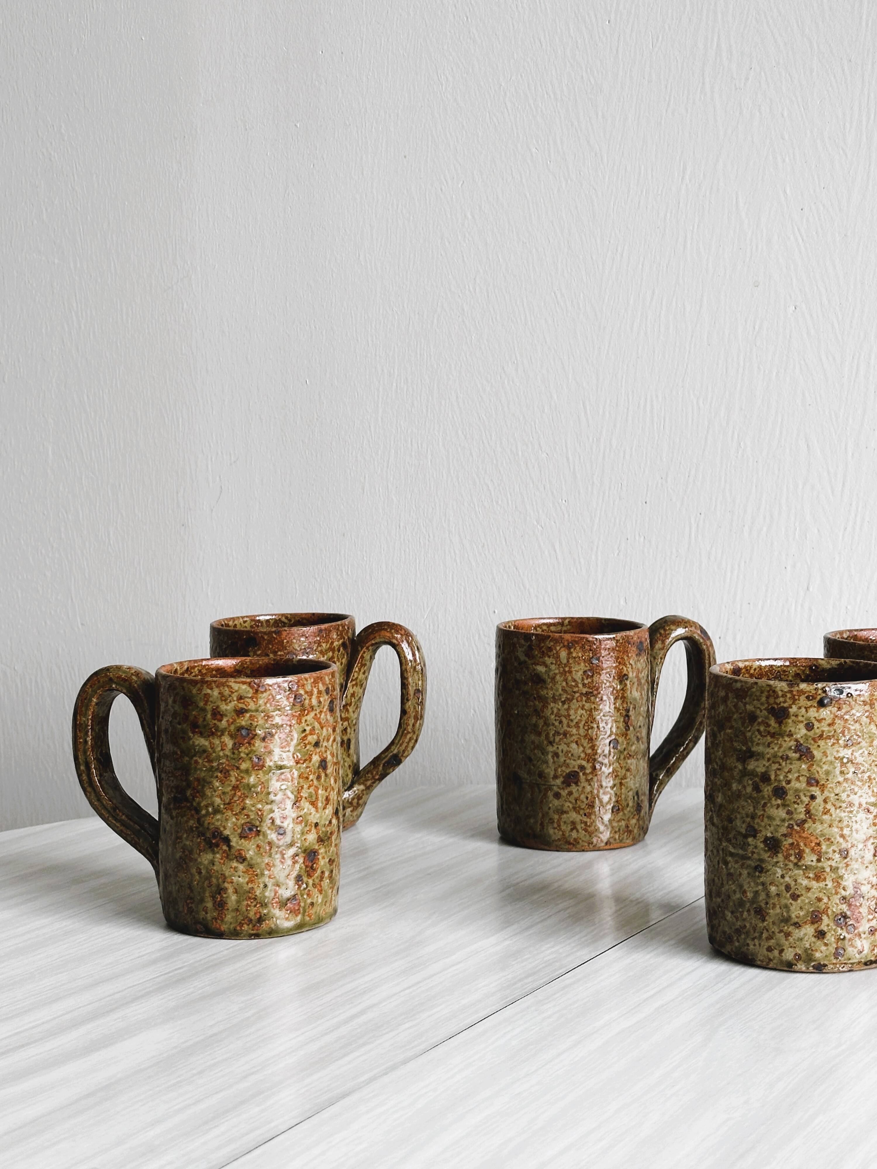 5 pyrite stoneware mugs