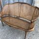 Antique Louis XV bench in solid walnut and caning